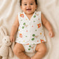 Wildlings Sleeveless Front open Jabla | Pack of 4 | Assorted Prints | 100% Muslin Cotton | Newborn Baby Wear