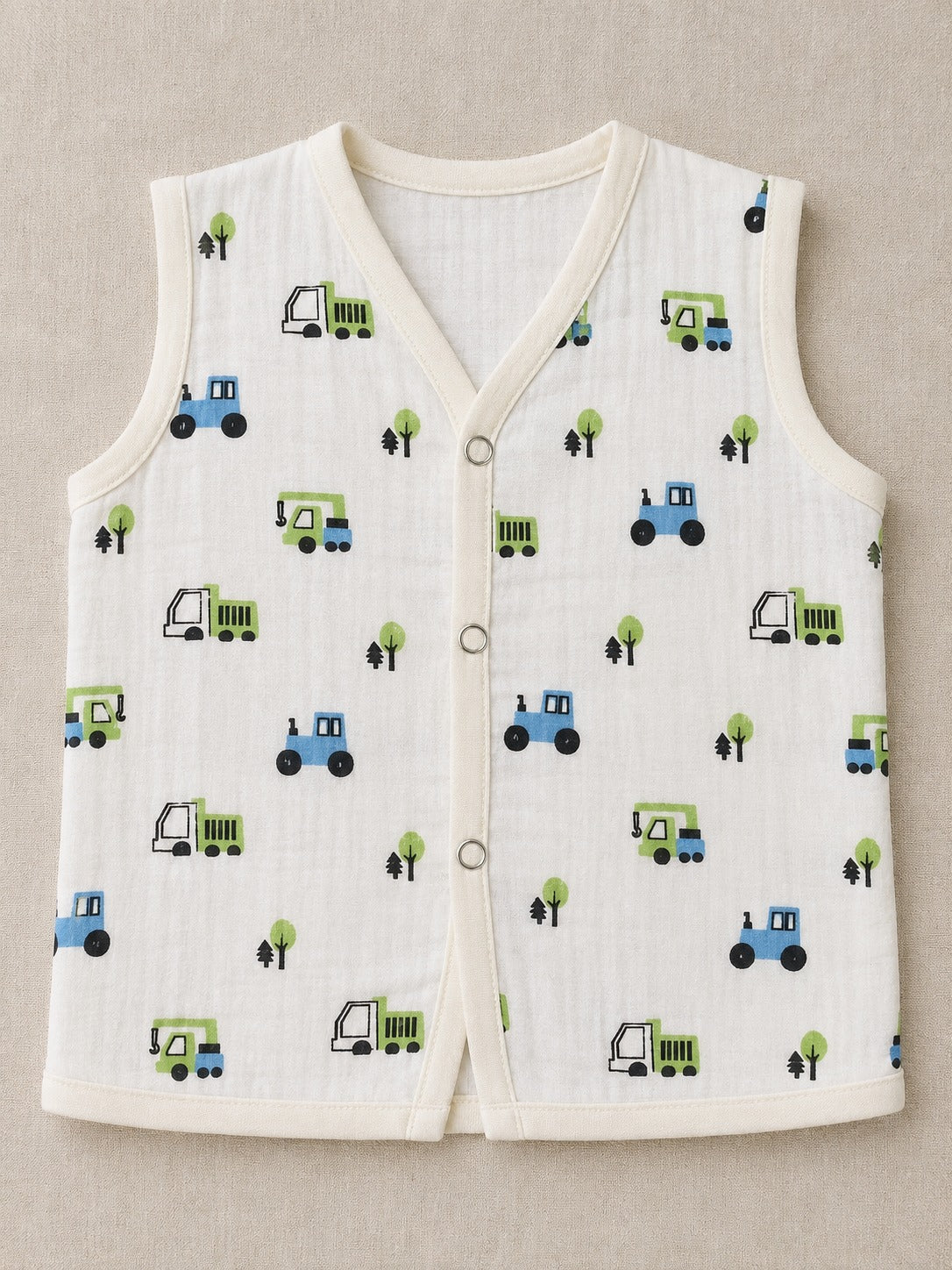 MUSLIN JABLA| PACK OF 3| PRINTED|FRONT OPEN | SLEEVELESS JABLA