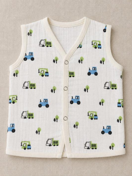 MUSLIN JABLA| PACK OF 3| PRINTED|FRONT OPEN | SLEEVELESS JABLA