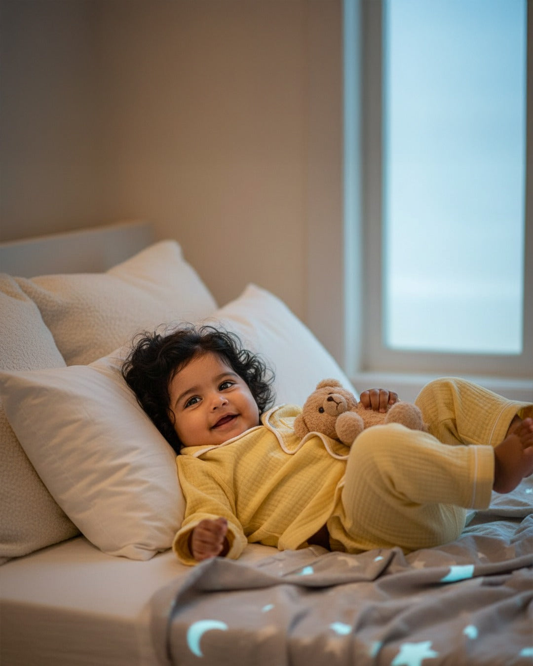 Yellow Crinkle Muslin Nightsuit | Unisex