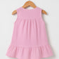 Blush Blossom Frock-Crinkled Muslin A-line Sleeveless Frock