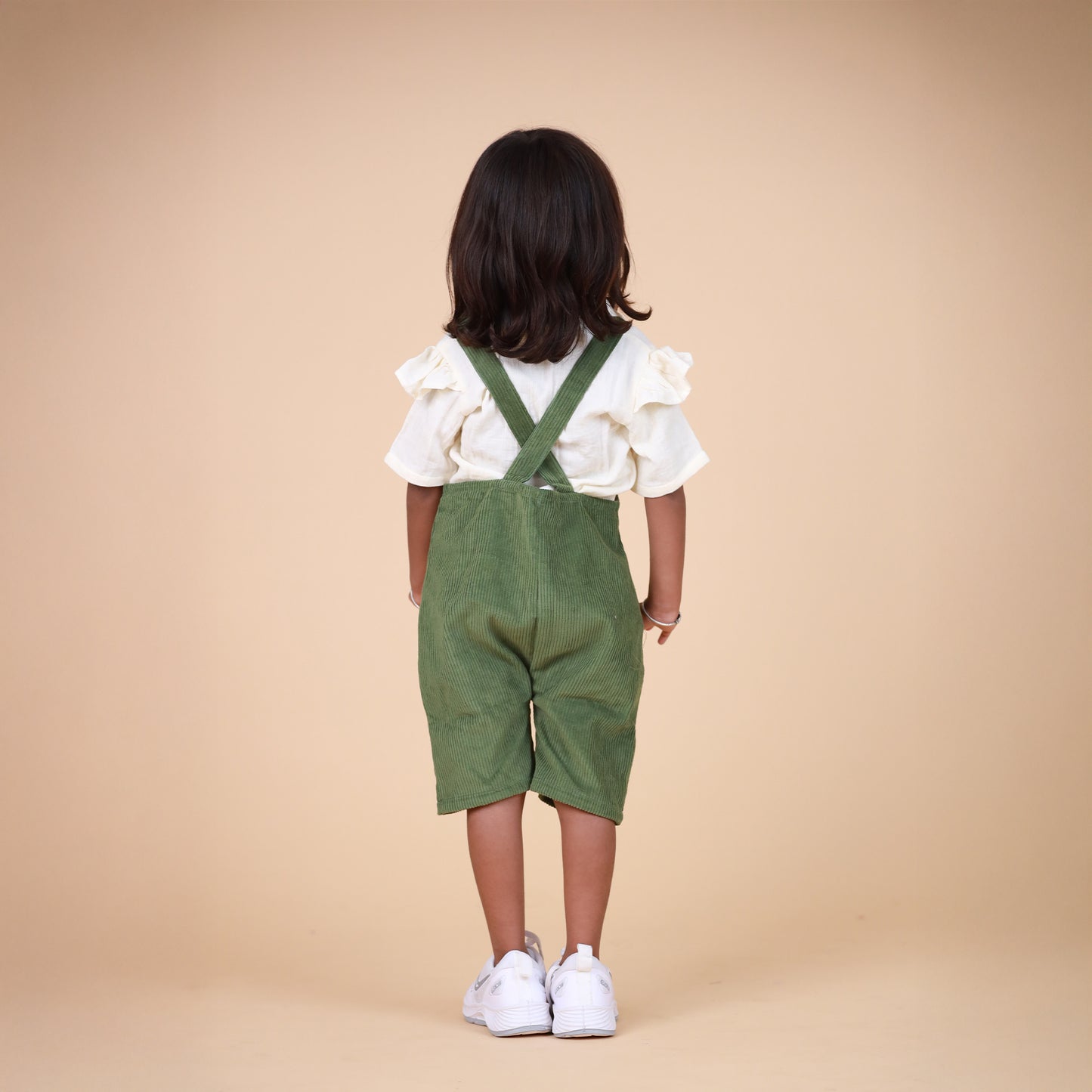 Ivory & Green Dungaree with cute Embroidery