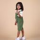 Ivory & Green Dungaree with cute Embroidery
